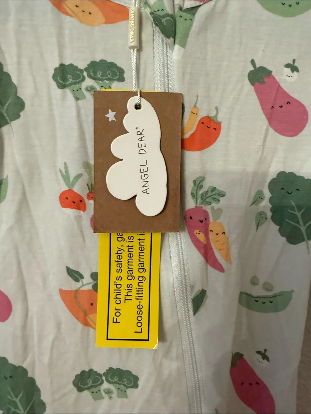 Angel Dear White Footed One-Piece Pajamas with Multi Veggie Print